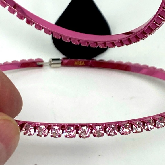 Oversized AREA Pink Hoop Earrings - Picture 3 of 4
